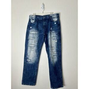 SOUTHPOLE Men's Jeans 34x30 Tag 36x32 Destroyed Denim Collection Stone Wash
